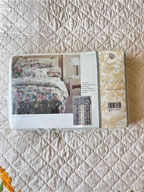 Vintage Jessica McClintock English Cottage Rose Floral Twin Sheet Set Cotton 210